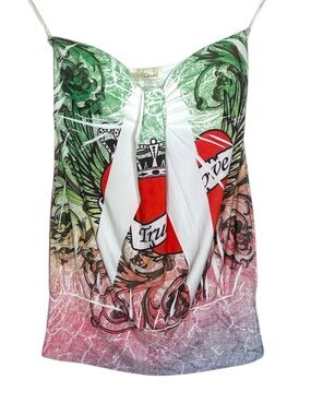 Belinda Y2K True Love Graphic Tattoo Heart Strapless Top Small Baddie Nightclub